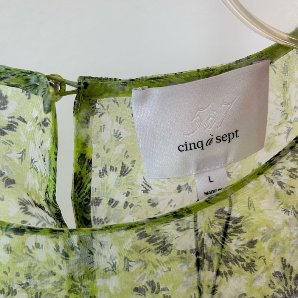 Cinq a Sept Dandelion Katerina Puff Sleeve Top in Matcha - Picture 6 of 11